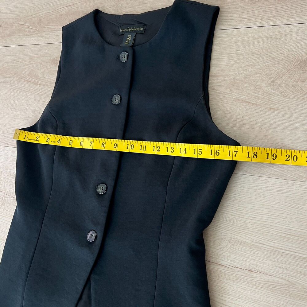 House of Harlow 1960 Black Button Up Vest Size 8 CBK Aesthetic Dark Academia - Picture 10 of 14